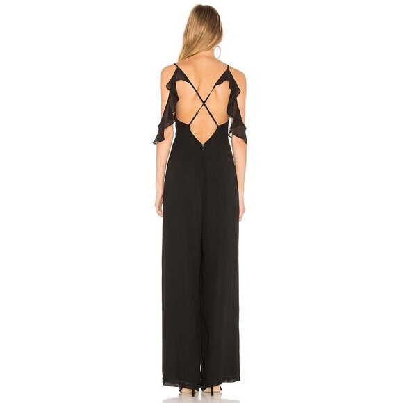 NWT Yumi Kim Boulevard Jumper in Black Cross-back Ruffle Strap Jumpsuit XS $218 - Picture 3 of 8